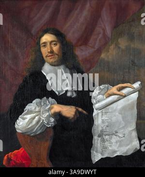 Willem van de Velde II (1633-1707) Willem van de Velde le jeune peintre néerlandais. Tableau de Lodewijk van der Helst Banque D'Images