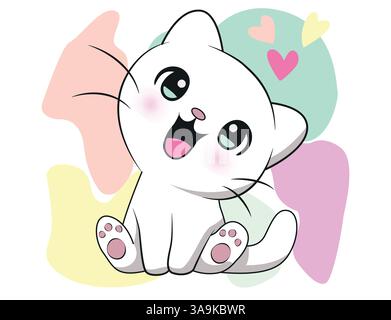 Illustration vectorielle, chaton sur un fond coloré Illustration de Vecteur