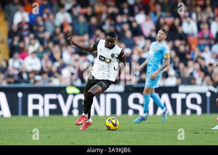 Valencia, Espagne. 30 mars 2025. Umar Sadiq (Valencia) Football/Football : Espagnol 'LaLiga EA Sports' match entre Valencia CF 1-0 RCD Mallorca à l'Estadio de Mestalla à Valence, Espagne . Crédit : Mutsu Kawamori/AFLO/Alamy Live News Banque D'Images