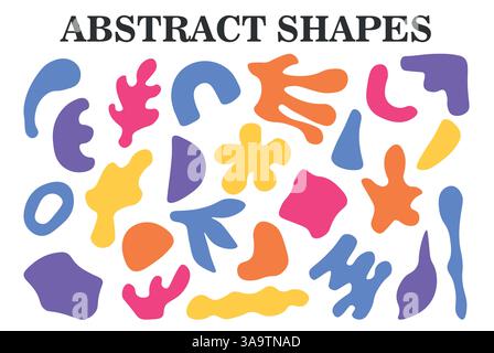 motif de forme organique bleu et orange, ensemble de formes dans un style moderne, fond de modèle sans couture, conception de collection de blobs liquides abstraits vectoriels, mel Illustration de Vecteur