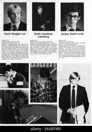Cet annuaire 1985 de Breck Mustang fournit un enregistrement visuel de l'année scolaire 1984-1985, couvrant les universitaires, l'athlétisme, les organisations étudiantes et les membres remarquables du corps professoral. Banque D'Images