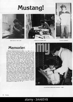 L'annuaire 1985 de Breck Mustang donne un aperçu de l'année scolaire 1984-1985 et documente les étudiants, l'athlétisme, les clubs et les activités académiques. Banque D'Images