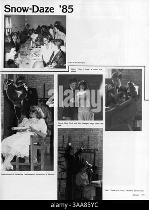 L'annuaire 1985 de Breck Mustang fournit un aperçu complet de l'année scolaire 1984-1985 avec des étudiants, des enseignants, des athlètes et des clubs étudiants. Banque D'Images