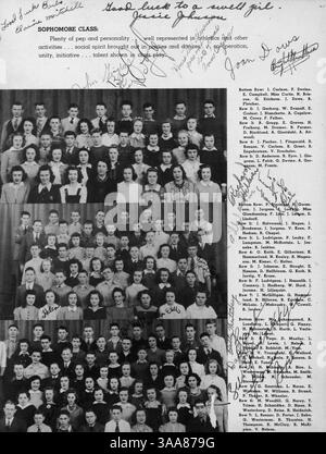 L’édition 1941 d’Echowan met en lumière l’implication des élèves, des enseignants, de l’athlétisme, des clubs et des événements durant l’année académique 1940-1941 à l’école secondaire Louis Park. Banque D'Images
