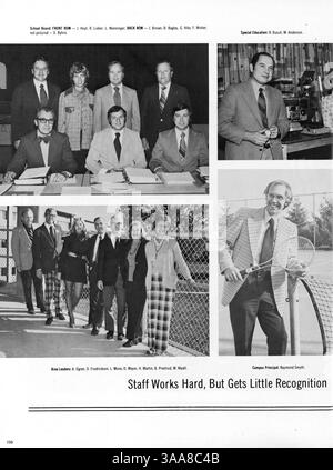 Cette édition 1975 de l'annuaire Whigrean documente les événements scolaires importants, y compris l'athlétisme, les clubs étudiants et les réalisations scolaires de l'année scolaire 1974-1975 à Edina East High. Banque D'Images