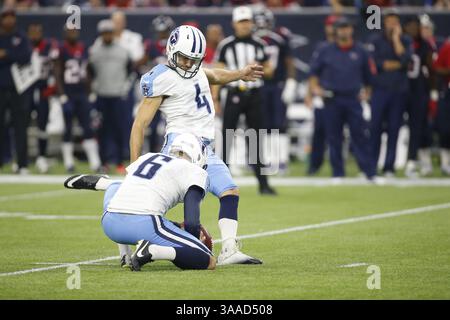 17 janvier 2013 - Houston, TEXAS, USA - le kicker Ryan Succop (4) des Titans du Tennessee à leur match à Houston, Texas. Les Texans de Houston battent les Titans du Tennessee 20-6. (Crédit image : © David McIntyre via ZUMA Wire) Banque D'Images