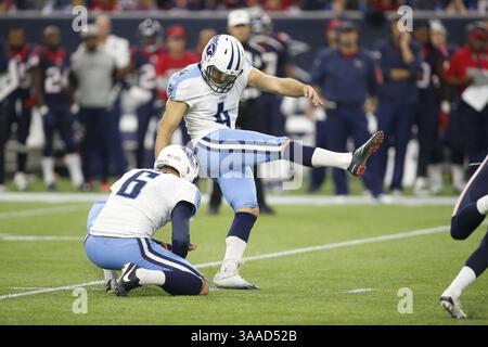 17 janvier 2013 - Houston, TEXAS, USA - le kicker Ryan Succop (4) des Titans du Tennessee à leur match à Houston, Texas. Les Texans de Houston battent les Titans du Tennessee 20-6. (Crédit image : © David McIntyre via ZUMA Wire) Banque D'Images