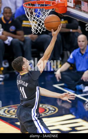 31 octobre 2015 : les Golden State Warriors gardent Klay Thompson (11 ans) pendant le match entre les Golden State Warriors et les Pelicans de la Nouvelle-Orléans au Smoothie King Center à la Nouvelle-Orléans, LOUISIANE. Les Golden State Warriors gagnent 134-120. Stephen Lew/CSM(crédit image : © Stephen Lew/CSM via ZUMA Wire) Banque D'Images