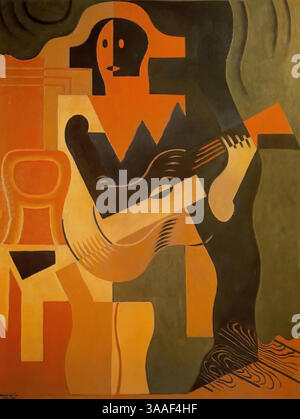 Arlequin avec guitare, 1919 (peinture) de gris, Juan (1887-1927) Espagnol Illustration de Vecteur