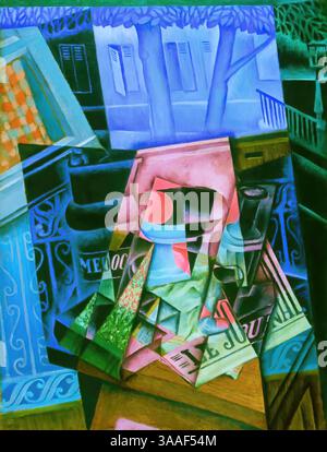 Nature morte devant une fenêtre ouverte, place Ravignan, 1915, (peinture) de gris, Juan (1887-1927) espagnol Illustration de Vecteur