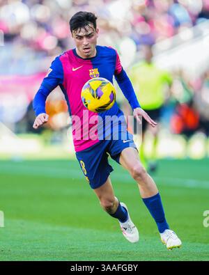 Barcelone, Espagne. 30 mars 2025. Lors du match de la Liga EA Sports entre le FC Barcelone et le Girona FC joue au stade Lluis Companys le 30 mars 2025 à Barcelone, Espagne. (Photo de Bagu Blanco/PRESSINPHOTO) crédit : AGENCE SPORTIVE PRESSINPHOTO/Alamy Live News Banque D'Images