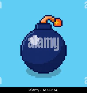 Design d'actif de jeu de bombe Pixel art Illustration de Vecteur