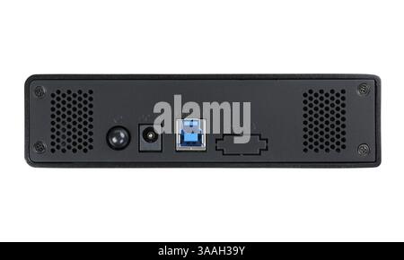 Arrière du lecteur multimédia avec USB 3,0 intégré. Isoler sur blanc Banque D'Images