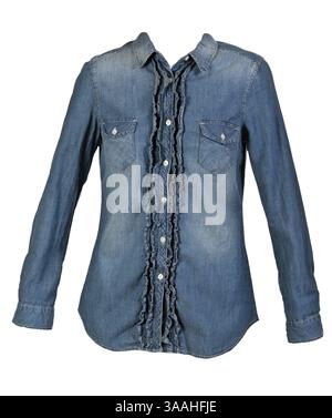 Jean bleu shirt isolé sur fond blanc Banque D'Images