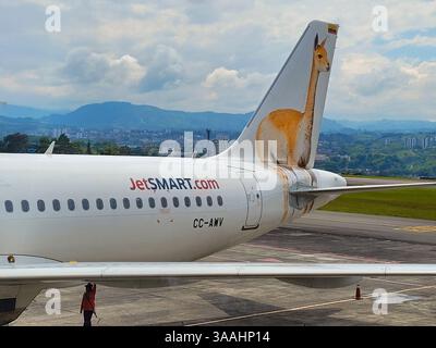 Compagnie aérienne chilienne à bas prix Jetsmart Airbus 320 avion vu à l'aéroport de Pereira, Colombie Banque D'Images