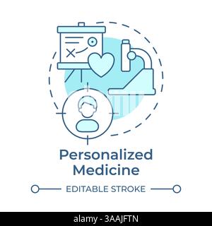 Icône de concept bleu doux de médecine personnalisée Illustration de Vecteur