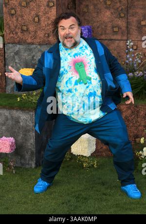 Jack Black assiste à la première mondiale d'Un film Minecraft au Cineworld Leicester Square le 30 mars 2025 à Londres, en Angleterre. Banque D'Images