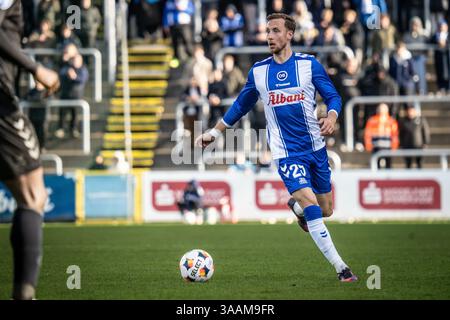 Odense, Danemark. 30 mars 2025. Nicolas Bürgy (25 ans) de Odense BK vu lors du match NordicBet Liga entre Odense BK et AC Horsens au parc énergétique naturel d'Odense. Banque D'Images