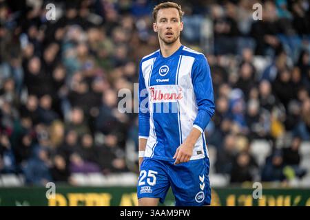 Odense, Danemark. 30 mars 2025. Nicolas Bürgy (25 ans) de Odense BK vu lors du match NordicBet Liga entre Odense BK et AC Horsens au parc énergétique naturel d'Odense. Banque D'Images