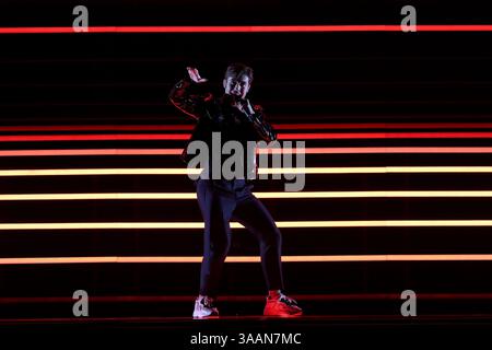 12 mai 2018 - Lisbonne, Portugal - le chanteur suédois Benjamin Ingrosso se produit lors de la Grande finale du concours Eurovision de la chanson 2018, à l'Altice Arena de Lisbonne, Portugal, le 12 mai 2018. (Crédit image : © Pedro Fiuza via ZUMA Wire) Banque D'Images