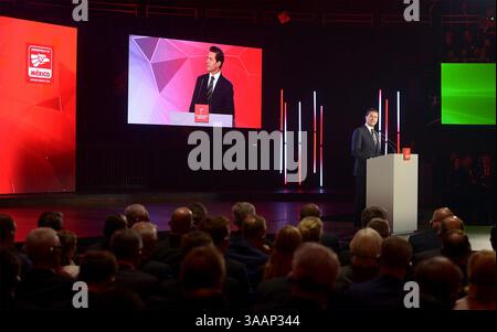 22 avril 2018 - Hanovre, ALLEMAGNE - le président mexicain Enrique Pena Nieto prononce un discours lors de l'ouverture de la Foire de Hanovre à Hanovre, Allemagne, dimanche 22 avril 2018. (Crédit image : © Prensa Internacional via ZUMA Wire) Banque D'Images