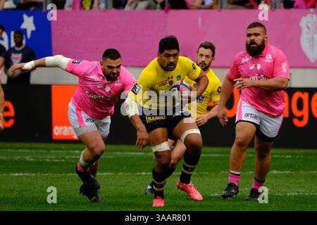 7 avril 2018 - Paris, France - Clermont Flanker FRITZ LEE en action lors du championnat de France de rugby Top 14 match entre le stade Francais et Clermont au stade Jean Bouin à Paris - France..le stade Francais a gagné 50-13 (crédit image : © Pierre Stevenin via ZUMA Wire) Banque D'Images