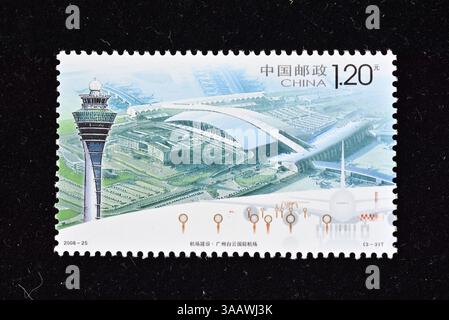 CHINE - VERS 2008 : un timbre imprimé en Chine montre les aéroports, vers 2008 Banque D'Images