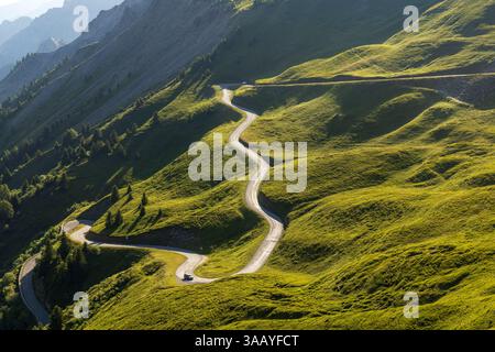 France, Savoie, Saint-Colomban-des-Villards, virages du col de Glandon (1924 m) Banque D'Images