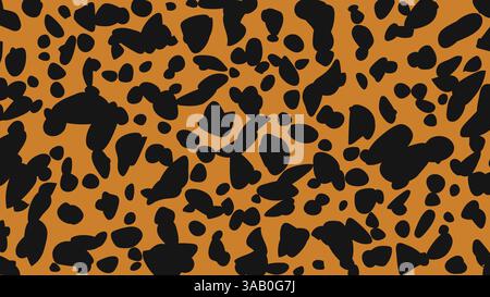 Motif guépard sans couture avec des taches noires organiques sur un fond orange terreux, parfait pour le textile, le papier peint et les projets de mode. Haute qualité v Illustration de Vecteur