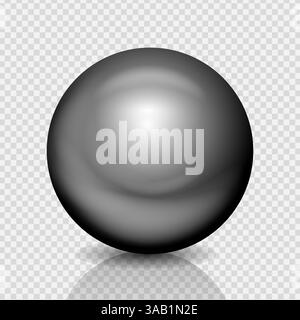 Boule métallique, sphère 3D texture chrome mat, reflets brillants sur une pierre précieuse perle, illustration vectorielle Illustration de Vecteur