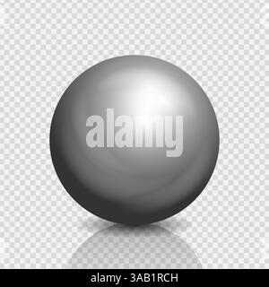 Boule métallique, sphère 3D texture chrome mat, reflets brillants sur une pierre précieuse perle, illustration vectorielle Illustration de Vecteur