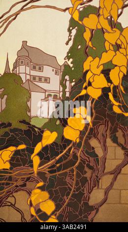 Landschaft in Herbstlicher stimmung, paysage d'humeur automnale par l'artiste allemand Franz Waldraff de Decorative Vorbilder XVII, 1906 Banque D'Images