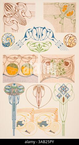 Eckstucke, friese und fullungen art nouveau motifs décoratifs du designer autrichien Remigius Geyling und Otto Prutscher de Decorative Vorbilder XVII, Banque D'Images