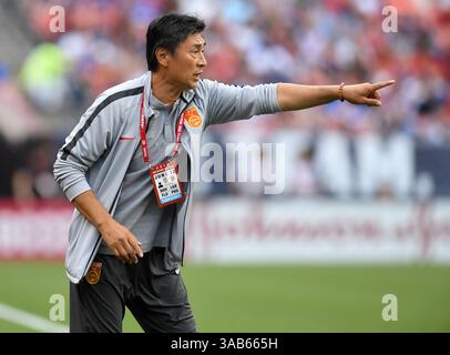 12 juin 2018 - Cleveland, Ohio, USA - Cleveland, Ohio - mardi 12 juin 2018 : Jia Xiuquan lors d'un match amical international entre les équipes nationales féminines des États-Unis (USA) et de Chine PR (CHN) au FirstEnergy Stadium. (Crédit image : © Brad Smith/ISIPhotos via ZUMA Wire) Banque D'Images