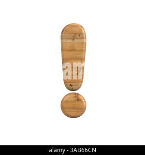 Point d'exclamation du bois - symbole de pin 3d - convient pour la décoration, la nature ou les sujets liés au bois Banque D'Images