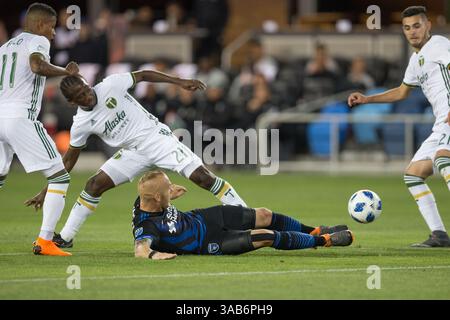 5 mai 2018 - Palo Alto, CA, États-Unis - Santa Clara, CA - samedi 5 mai 2018 : les tremblements de terre de San Jose ont été perdus contre Portland 1-0 au stade Avaya de Santa Clara. (Crédit image : © Celso Bayo/ISIPhotos via ZUMA Wire) Banque D'Images
