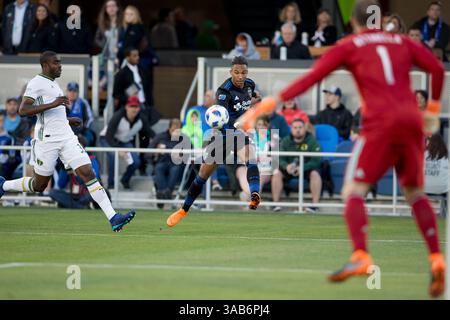 5 mai 2018 - Palo Alto, CA, États-Unis - Santa Clara, CA - samedi 5 mai 2018 : les tremblements de terre de San Jose ont été perdus par les Timbers 1-0 de Portland au stade Avaya. (Crédit image : © Celso Bayo/ISIPhotos via ZUMA Wire) Banque D'Images