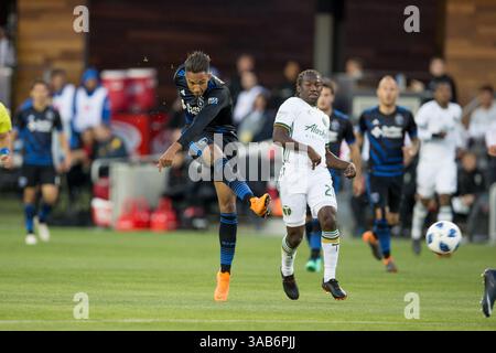5 mai 2018 - Palo Alto, CA, États-Unis - Santa Clara, CA - samedi 5 mai 2018 : les tremblements de terre de San Jose ont été perdus contre Portland 1-0 au stade Avaya de Santa Clara. (Crédit image : © Celso Bayo/ISIPhotos via ZUMA Wire) Banque D'Images