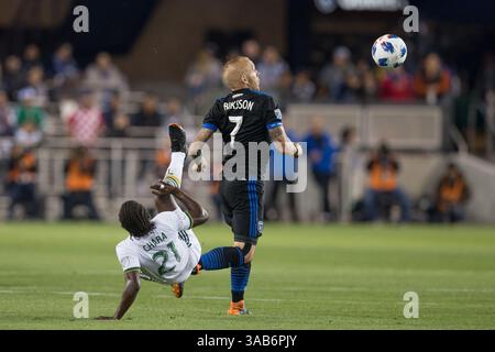5 mai 2018 - Palo Alto, CA, États-Unis - Santa Clara, CA - samedi 5 mai 2018 : les tremblements de terre de San Jose ont été perdus contre Portland 1-0 au stade Avaya de Santa Clara. (Crédit image : © Celso Bayo/ISIPhotos via ZUMA Wire) Banque D'Images