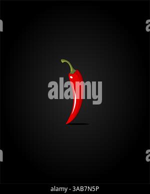 Piment rouge isolé sur fond noir Banque D'Images