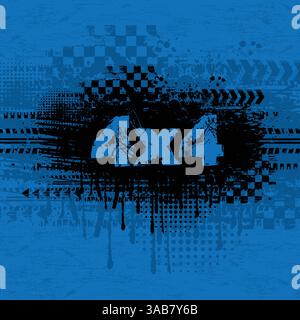 Chenilles de pneu demi-teinte grunge bleues Illustration de Vecteur