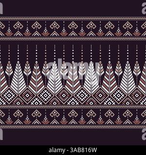 Motif sans couture de bordure brune de pixel art de ton terre pour les décorations, les impressions de tissu, la texture textile et d'autres impressions numériques Illustration de Vecteur