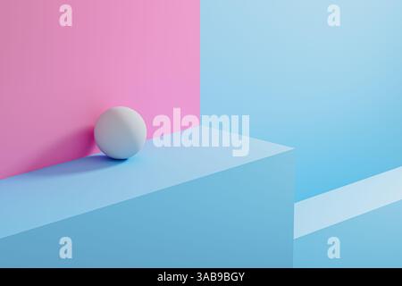 Arrière-plan d'une forme géométrique interagissent dans un cadre abstrait coloré avec des surfaces lisses et des formes douces sous un éclairage doux, créant un int visuel Banque D'Images