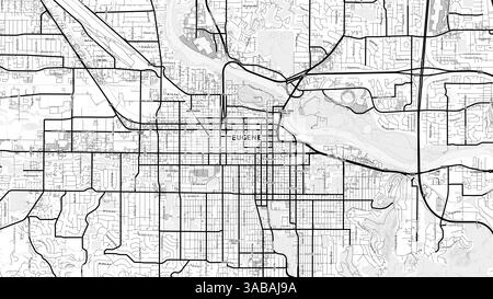 Carte minimaliste Eugene Street avec étiquettes et quartiers avec de nombreux détails pour les routes urbaines, les chemins et les disctricts. Banque D'Images