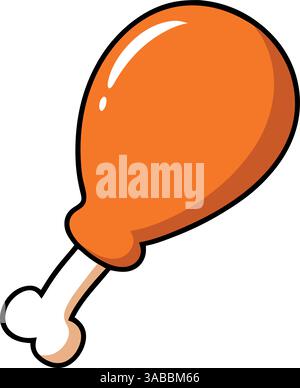 Illustration de dessin animé de pilon de poulet isolé sur fond blanc. Illustration de Vecteur