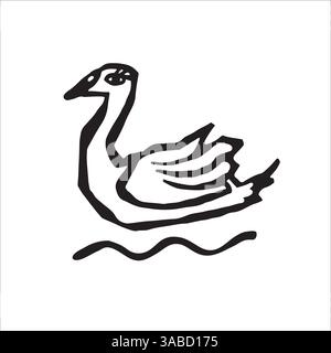 Oiseau doodle dessiné à la main de vecteur. Swan Illustration de Vecteur