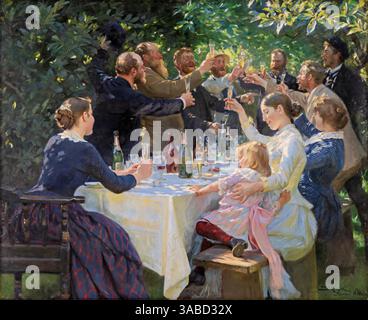 Hip Hip Hurrah ! Fête des artistes à Skagen, 1888 (peinture) Kroyer, Peder Severin (1851-1909) Danois Illustration de Vecteur