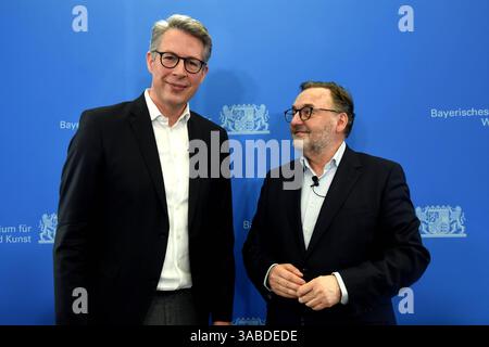 Markus Blume Wissenschaft -Kunstminister Anton Biebl Interimsleiter der Staatsgemaeldesammlungen Muenchen 02.04.2025 Alte Pinakothek der moderne PK Massnahmepaket fuer Bayerns Kunstmuseen und Sammlungen - Muenchen *** Markus Blume Science Ministre de l'Art Anton Biebl Directeur intérimaire des collections du Musée d'Etat Munich 02 04 2025 Alte Pinakothek der Moderne PK ensemble de Munich Banque D'Images