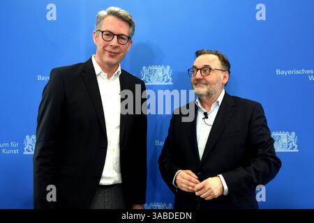 Markus Blume Wissenschaft -Kunstminister Anton Biebl Interimsleiter der Staatsgemaeldesammlungen Muenchen 02.04.2025 Alte Pinakothek der moderne PK Massnahmepaket fuer Bayerns Kunstmuseen und Sammlungen - Muenchen *** Markus Blume Science Ministre de l'Art Anton Biebl Directeur intérimaire des collections du Musée d'Etat Munich 02 04 2025 Alte Pinakothek der Moderne PK ensemble de Munich Banque D'Images