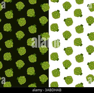 Artichauts motif sans couture sur un fond transparent noir. Concept plat de vecteur d'aliments sains et de légumes écologiques. Conception pour menu, paquet Illustration de Vecteur